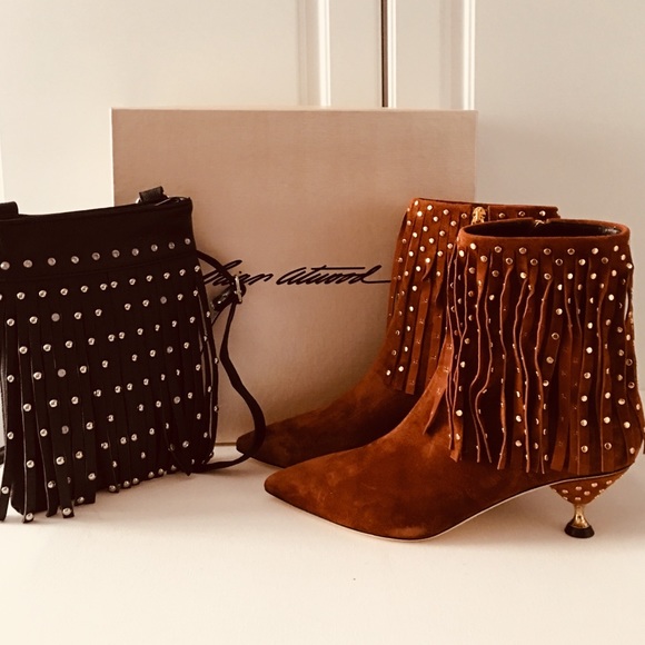 Brian Atwood Cameron cashmere suede ankle boots